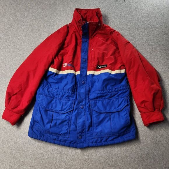 Vintage Gerry Jacket Mens Size Large Red Blue Made USA 5 Alive Skiing Coat VTG